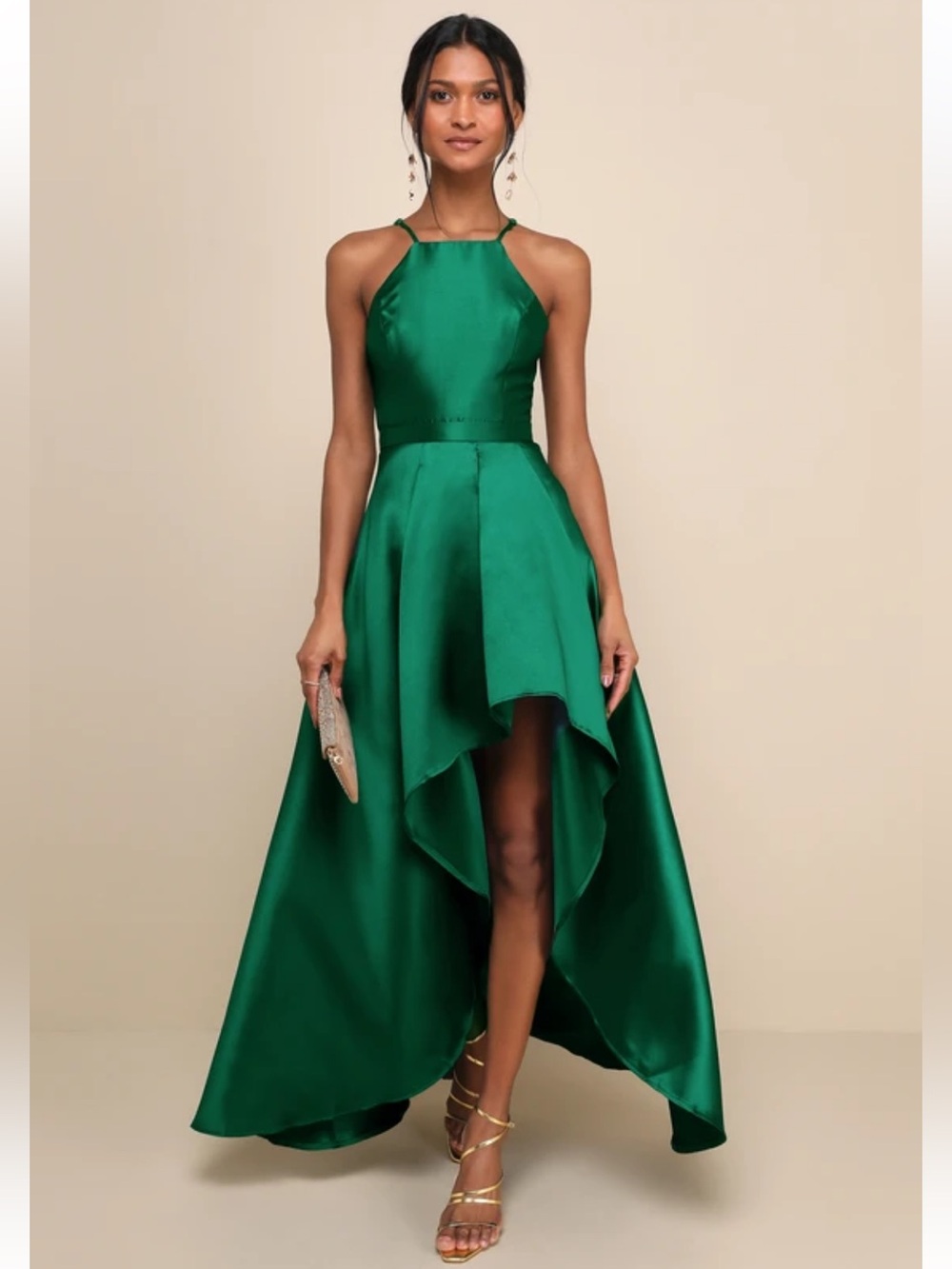 NWT! Lulus Broadway Show Emerald Green High-Low Gown. Women’s small